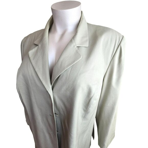 Vintage Womens Silk Light Green Blazer With Button Closure & Notched Lapels JJ40 - Picture 1 of 10